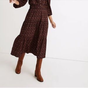Madewell Pull-On Tiered Maxi Skirt in Orchard Mile Size Medium